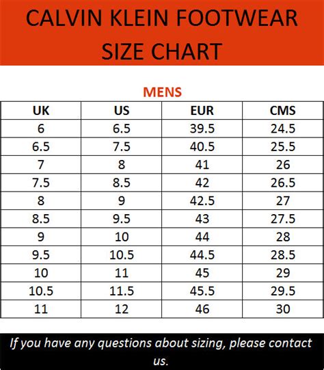 calvin klein shoes size|calvin klein body size chart.